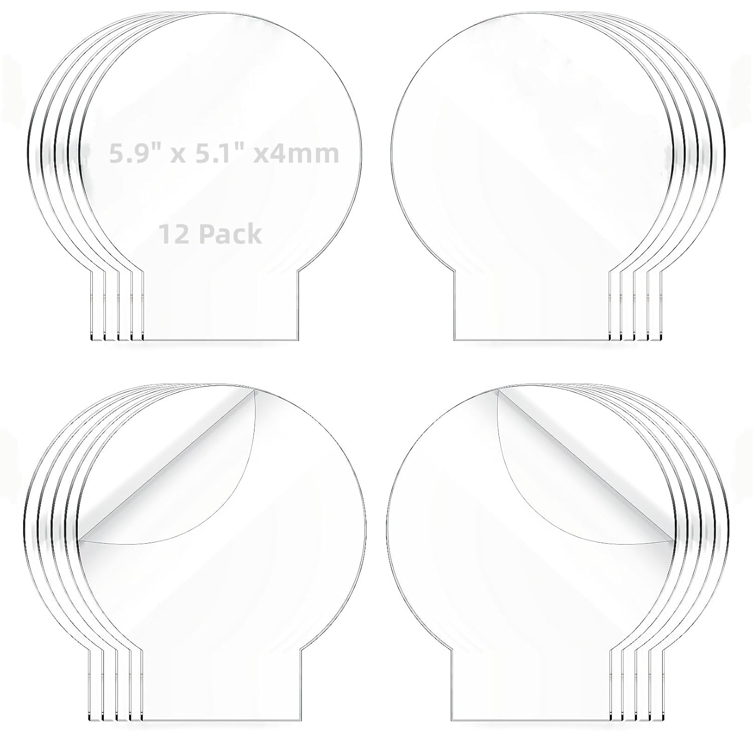 (Pack of 12) Acrylic Sheet Clear Cast for LED Light Base 5.9" x 5.1" x4 mm,Clear Square Casts Acrylic Blanks for DIY Laser Cutting Engraving Painting Drawing with Protective Film