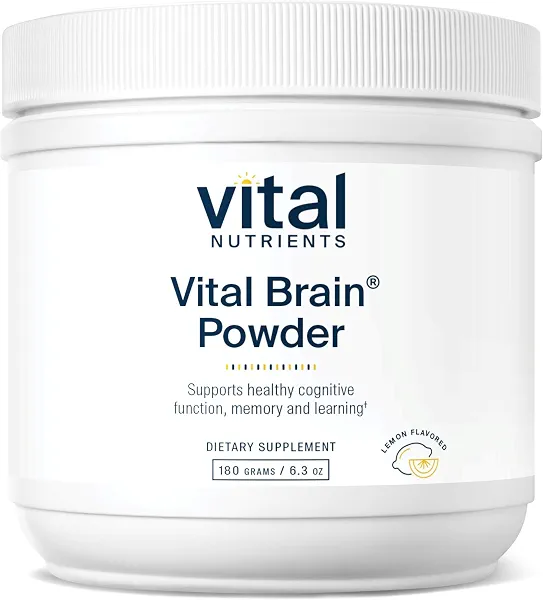 Vital Nutrients Vital Brain Powder, Lemon, 150g | Phosphatidylserine & Acetyl-L-Carnitine, Nootropic Brain Supplement, Supports Cognitive Function, Memory, Learning*