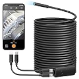Anykit USB Endoscope Camera with 8 Adjustable LED Lights, Borescope with Semi-Rigid Snake Camera, IP67 Waterproof Inspection Cam Compatible with iPhone and Android Devices (33ft)
