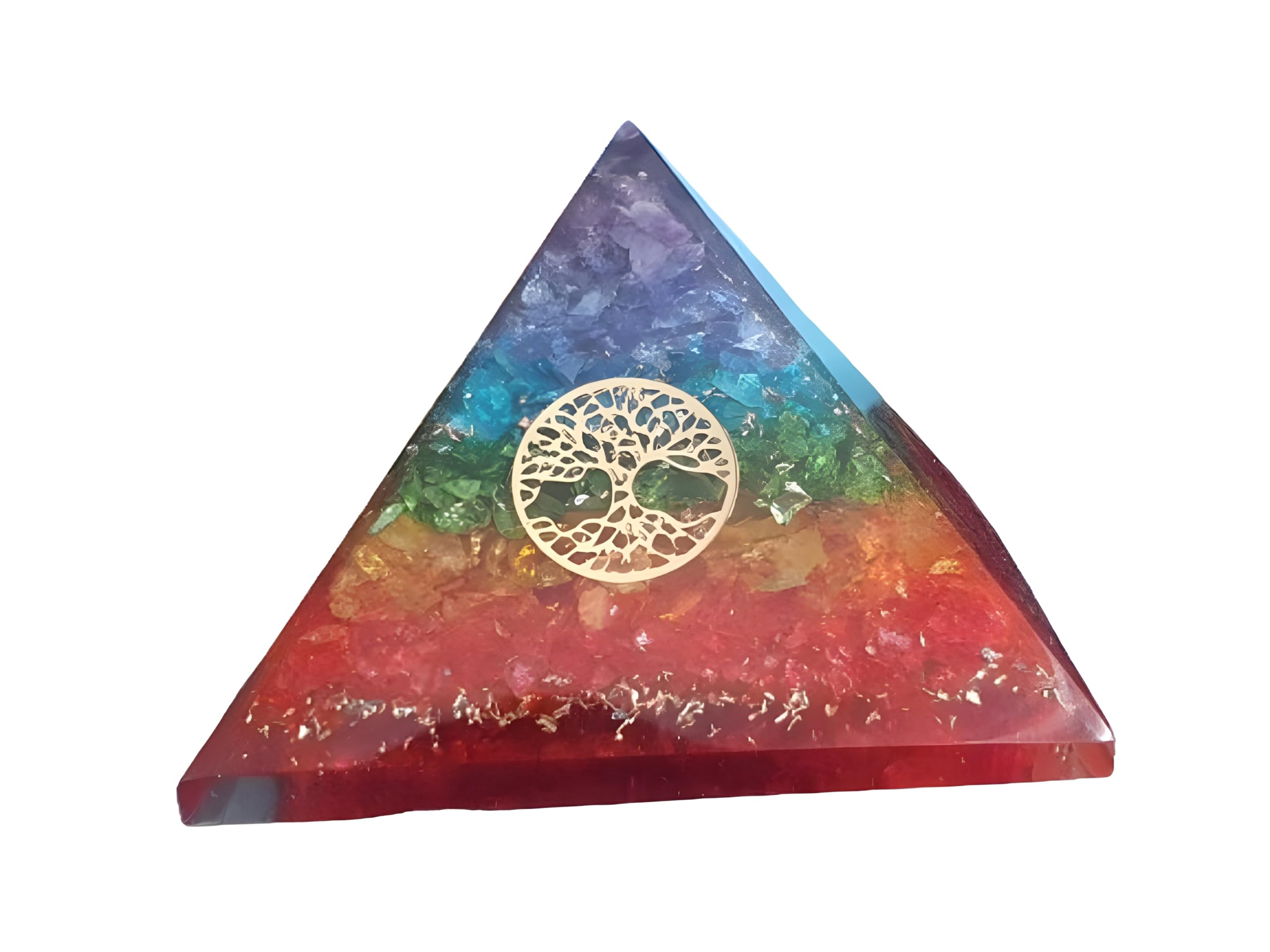 7 Chakra Onyx Orgone Pyramid - Healing Crystal Pyramid Tree of Life for Energy Balancing, Reiki & Positive Vibes - Orgonite Decorative Stone for Home & Office