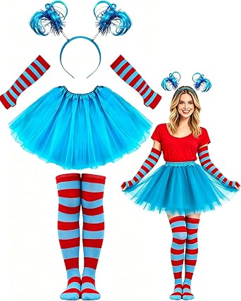 BleSky Women Tutu Costume Accessories Set Spirit Day Girls Tutu Costume Halloween 80s Cosplay Birthday Party