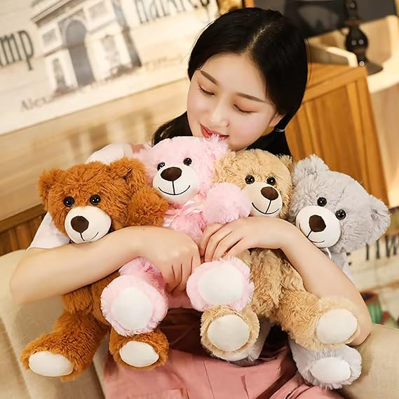 Teddy Bear Plush Toy, 13.5 inch Teddy Bear Stuffed Animal Birthday for Kids Girl Friends(White)
