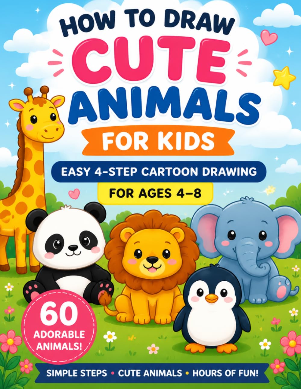 How to Draw Cute Animals For Kids Ages 4-8: Easy Step-by-Step Drawings for Little Artists