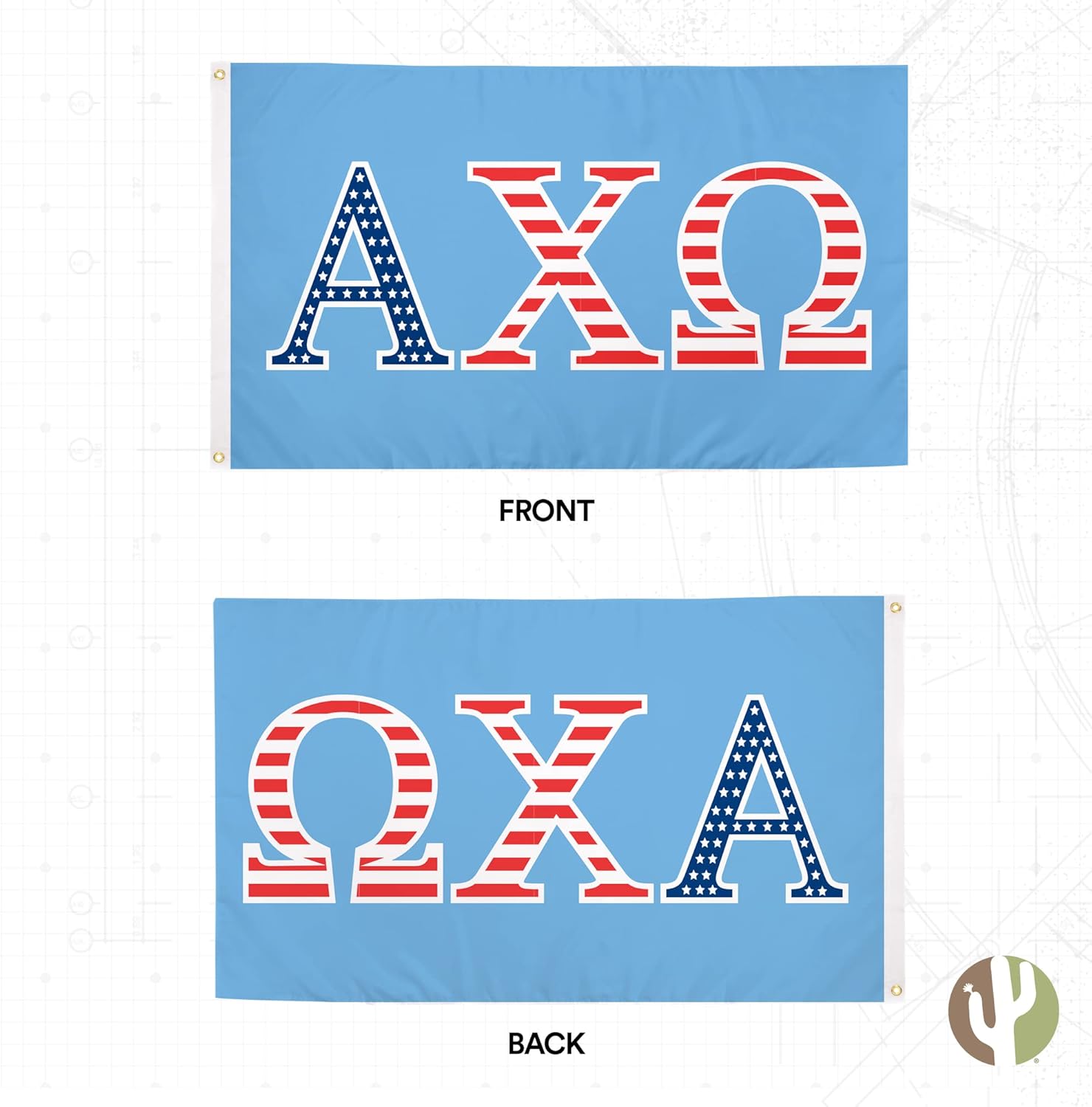 Desert Cactus Alpha Chi Omega Flag AXO USA Letter Sorority 3x5 Feet Banner Greek Sign Décor