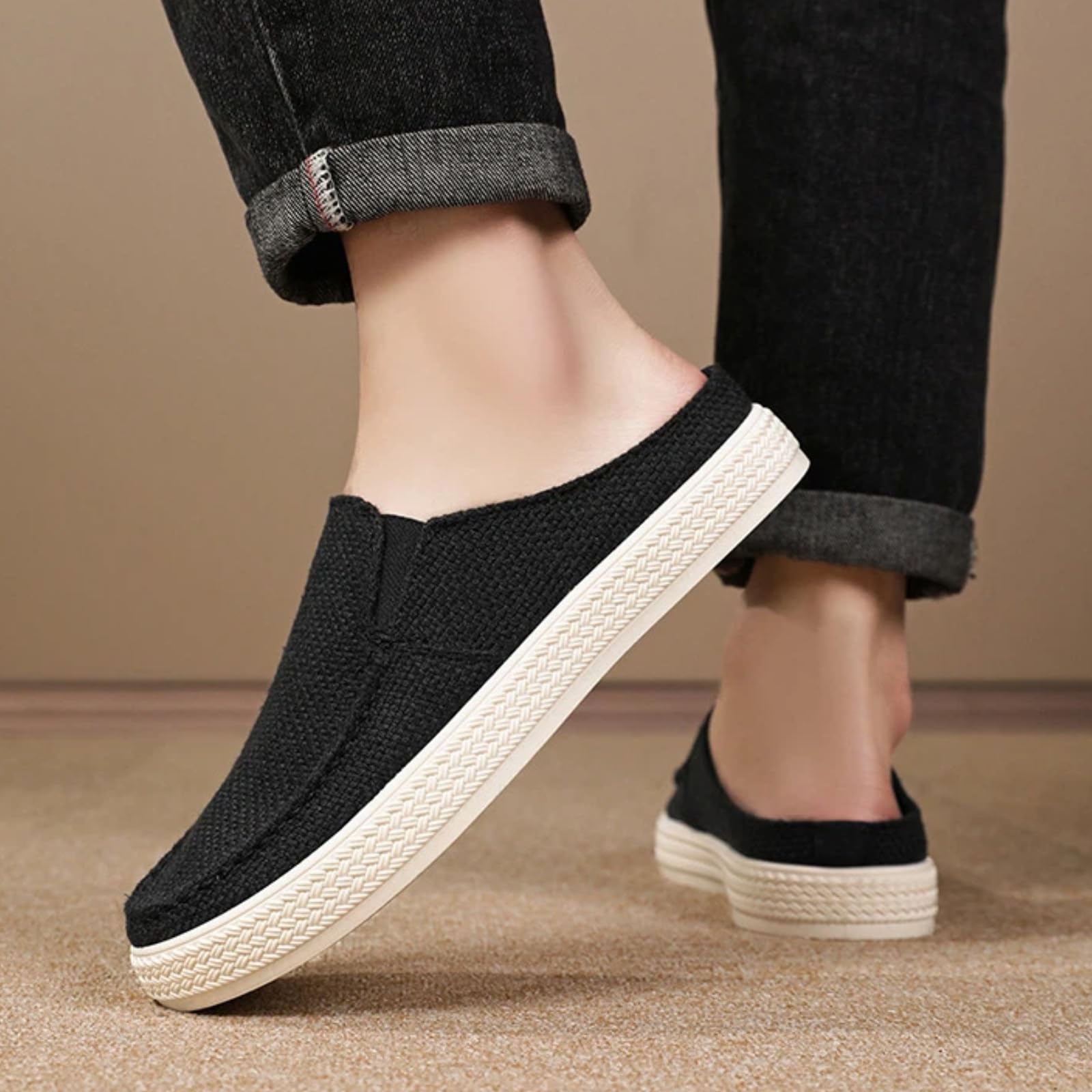 Męskie buty z tkaniny niski top wsuwane oddychające wygodne buty do