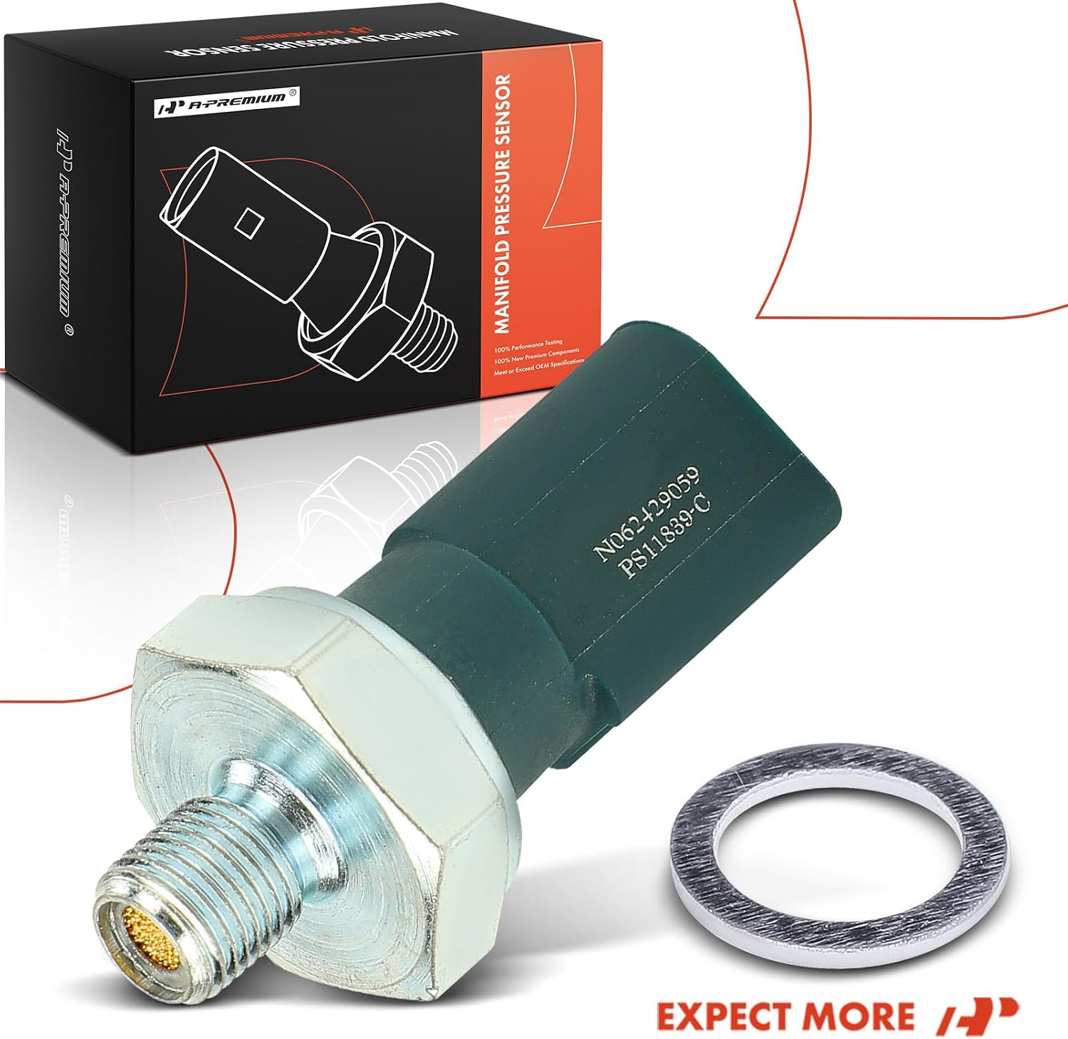 A-Premium Oil Pressure Sender [2 Pins] Compatible with Audi Q5 2010-2016, Q7 2008-2015, S4 2014-2016, S5 2010-2017, A5 Quattro 2012-2014, A6 Quattro, A7 Quattro, SQ5 & Volkswagen Touareg, 3.0L