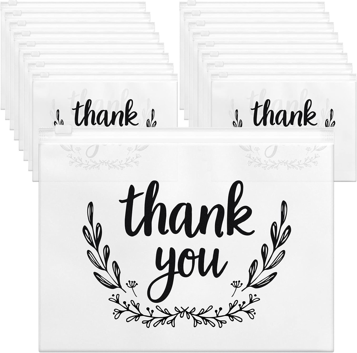 Oudain 50 Pieces Clear Thank You Candy Bags Plastic Candy