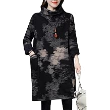 MengFan Women's Autumn Winter Long Tunic Sweatshirt, Large Size, High Neck, Oversized Top, Pullover, Fashionable, Loose Fit, Turtleneck, Long-Sleeve, Slimming