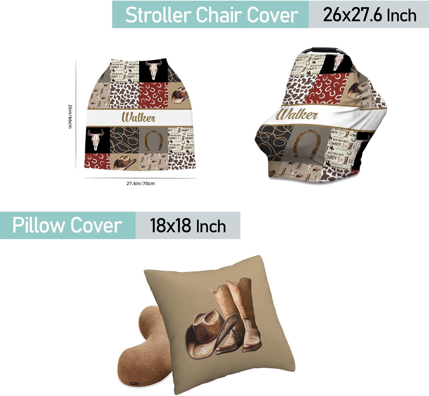 Custom Name Baby Crib Bedding Sets for Boys, 3 Piece Personalized Western Cowboy Baby Crib Set, Minky Dot Blanket, Fitted Sheet, Baby Changing Pad Cover, Nursery Bedding Sets for Infant Toddler