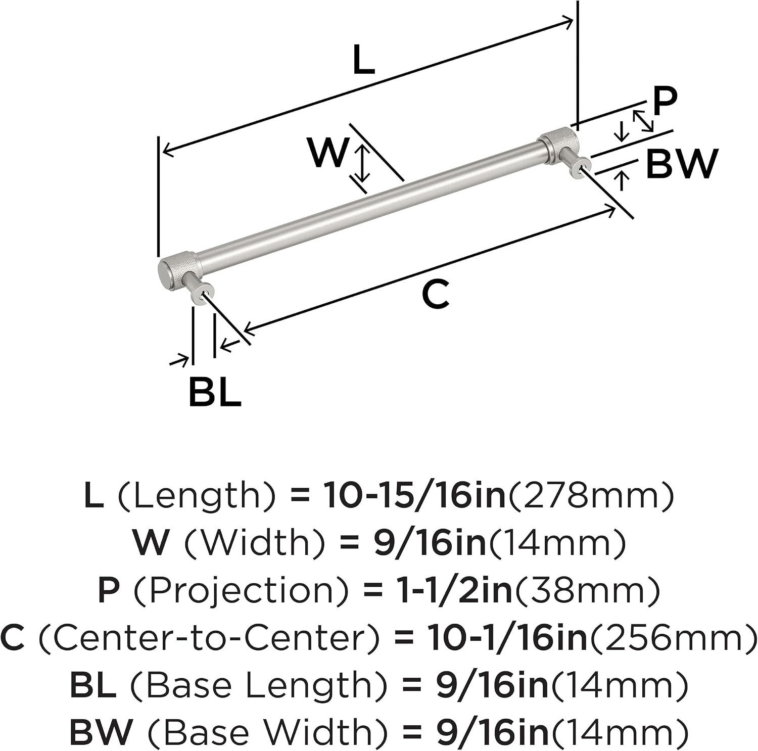 Amerock Faraday 10-1/16 inch (256mm) Center-to-Center Satin Nickel Cabinet Pull, BP37748G10