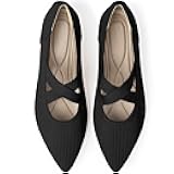 Women's Flats Shoes Pointed Toe Knit Washable Comfortable Dressy Mary Jane Ballet Flat with Strap