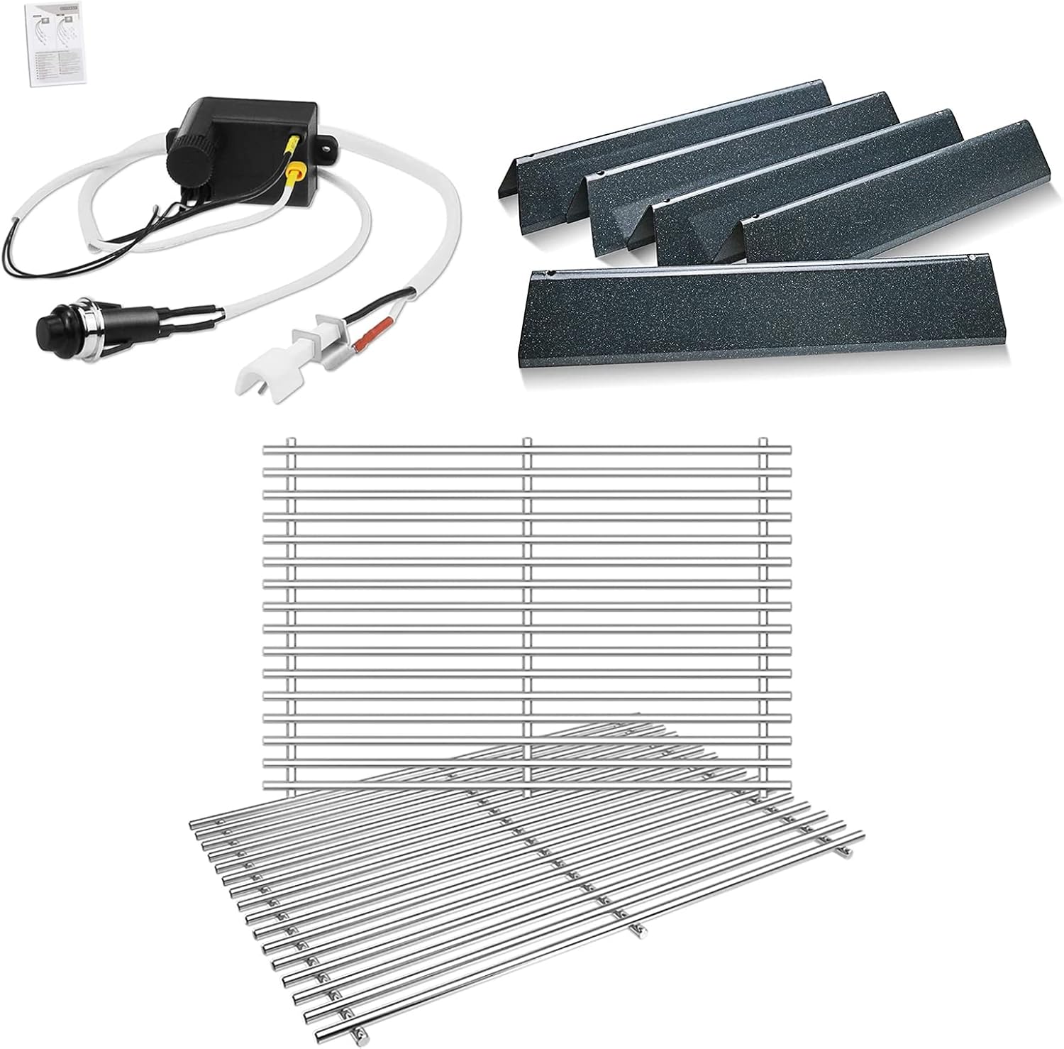 GRISUN 7636 Flavorizer Bars, 7639 Grill Grates and 7642 Grill Igniter for Weber Spirit 300 Series