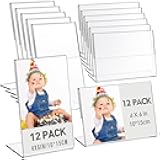 Yulejo 24 Pieces Acrylic Frame Stands Sign Holder, Clear Flyer Picture Display Stand Slanted Back Acrylic Sign Holder for Home Office Table Desktop, Vertical and Horizontal,4 x 6 Inches