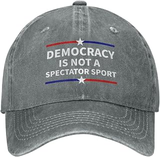 Democracy is Not A Spectator Denim Hat Unisex Golf Sports Empty Top Cap