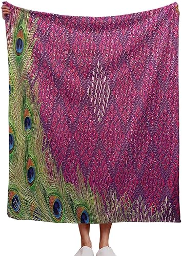 Manta de microfibra colección de decoración de pavo real, manta creativa para cama, decoración de fiesta, 55 x 70 pulgadas