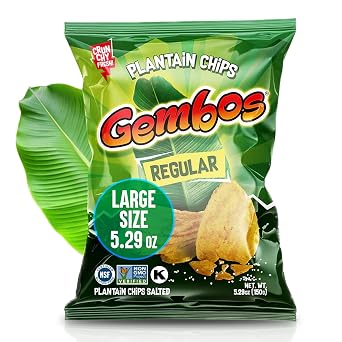 Gembos Plantain Chips Salty Snack Pack - Delicious Vegan Chips for Healthy Snacking, Perfect for Groceries and Snack Foods 5.29 Pack of 1