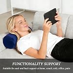 Microbead Bolster Tube Oreillers avec Double Cover,Squish Bean Bed Microbeed Oreil doux Col dos Support Lombaire Smooth Cool Touch Tissu confortable (Navy Blue)