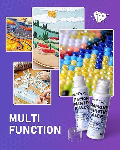 Miniatura 6 de Paquete de 2 selladores de pintura de diamantes de 8.1 fl oz con cabezal de esponja, accesorios de pintura de diamante 5D de alto brillo para