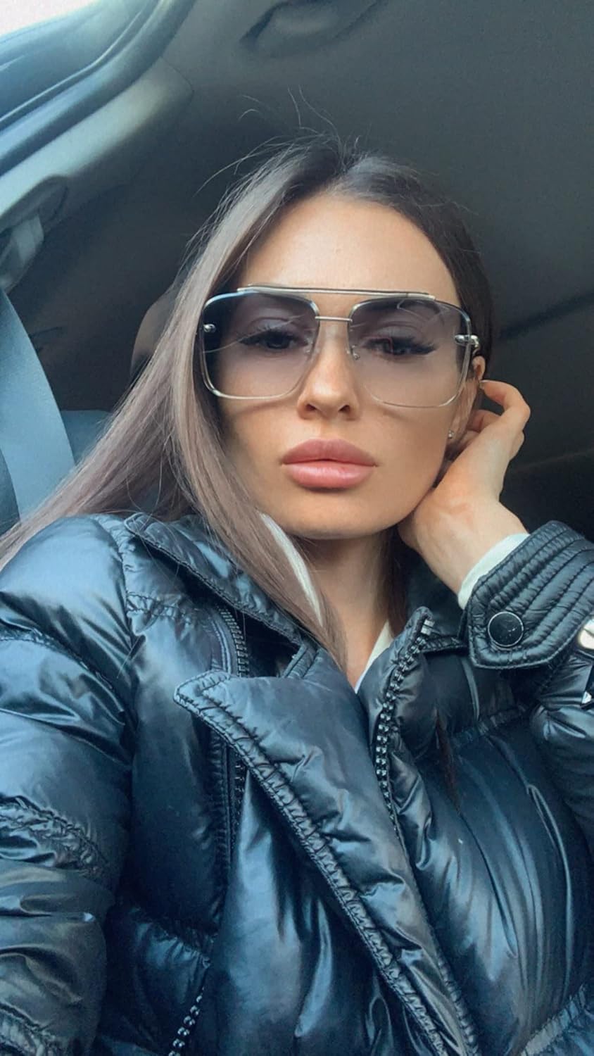 FEISEDY Sunglasses, Fashion Square Pilot Sunglasses, Vintage Metal Gradient Glasses for Men and Women, B4104 Gun Blackframe/Blue Yellow Lens 60 Millimeters image 2 of 8 B09T6XY566