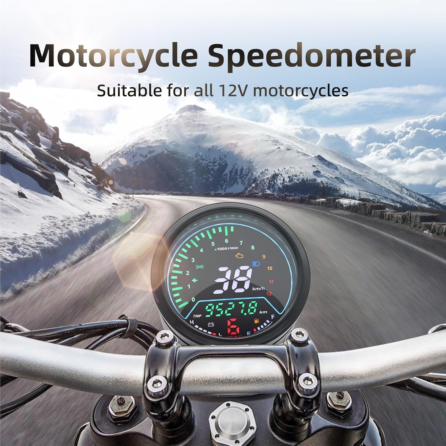 Prędkościomierz motocyklowy Motocykla instrumenty Uniwersalny motocyklowy prędkościomierz cyfrowy licznik deski rozdzielczej obrotomierz wskaźnik przebiegu pasuje do Suzuki GN125 Gauge and Sensor