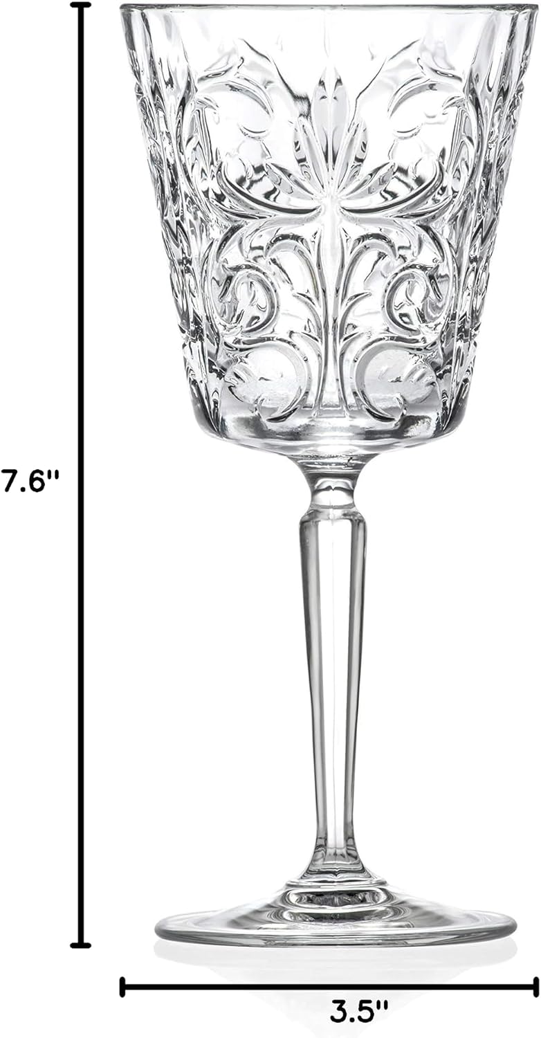 Barski Goblet - Red Wine Glass - Water Glass - Stemmed Glasses - Set of 6 Goblets - Glass Crystal - 11 oz. - Tattoo Designed -Beautifully Designed Made in Europe