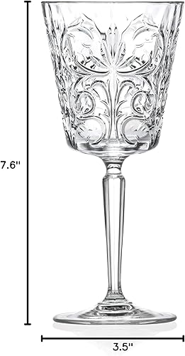 Miniatura 3 de Barski Copa de vino tinto - Copa de agua - Vasos de tallo - Juego de 6 copas - Cristal de cristal - 11 oz - Diseño de tatuaje - Bellamente diseñado