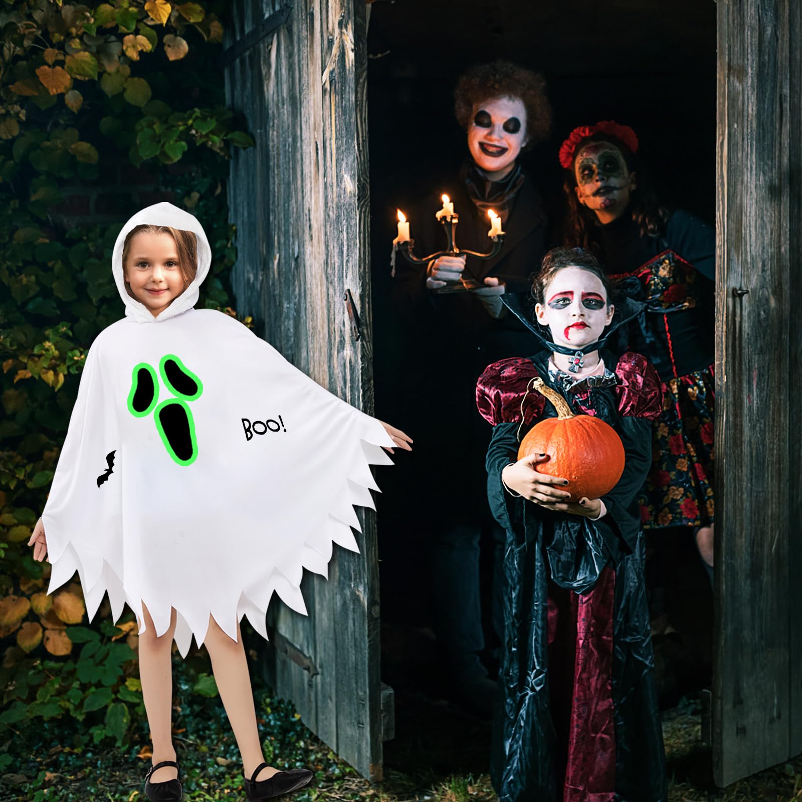 NebulaGlam Ghost Costume for Kids Halloween Ghost Costume for Kids Halloween Costume Kids for Cosplay (White) - Image 3