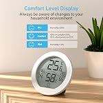 SECRUI KR-TH1 Indoor Hygrometer Thermometer, Room Humidity and Temperature Sensor Gauge with Face Icon Comfort Level Indicator, Large LCD Display, High & Low Records, 3 Mounting Choices, White