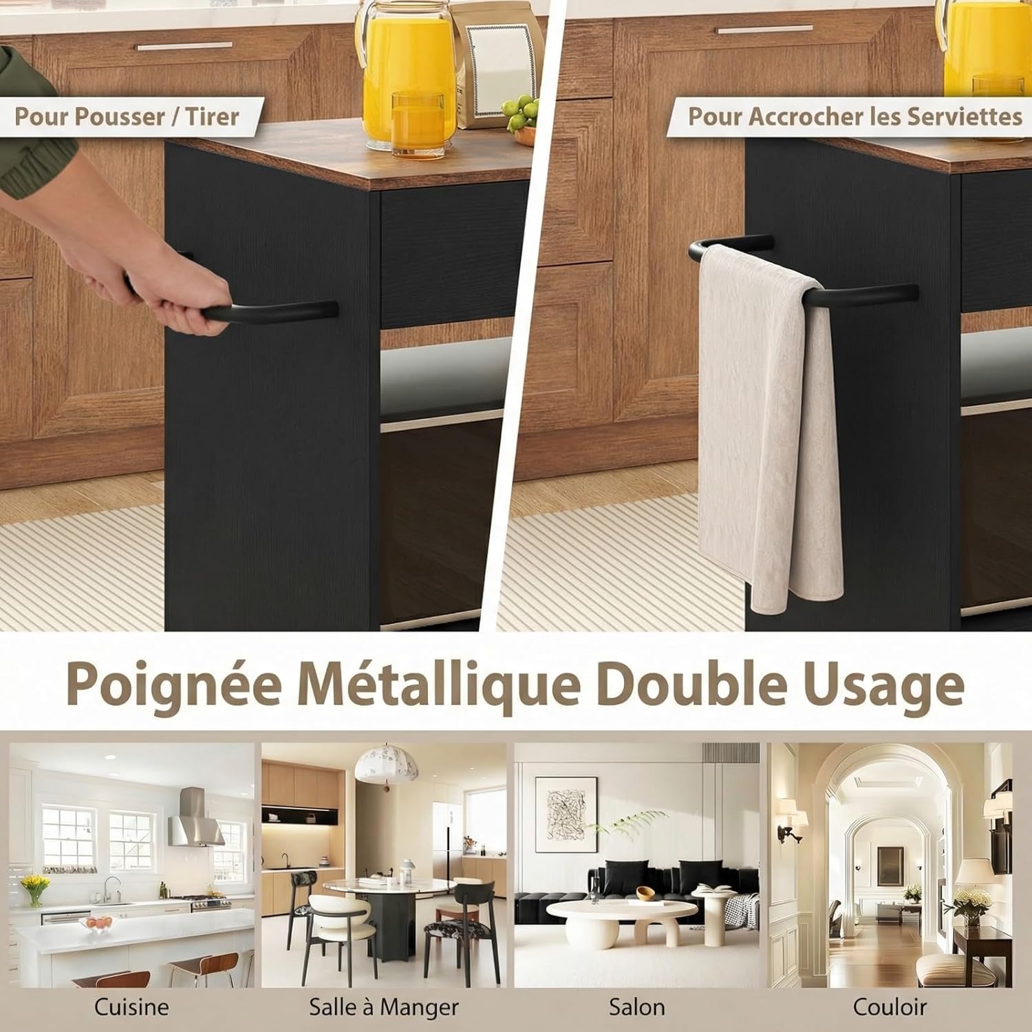 Image showing the dual-use metallic handle for pushing/pulling and hanging towels