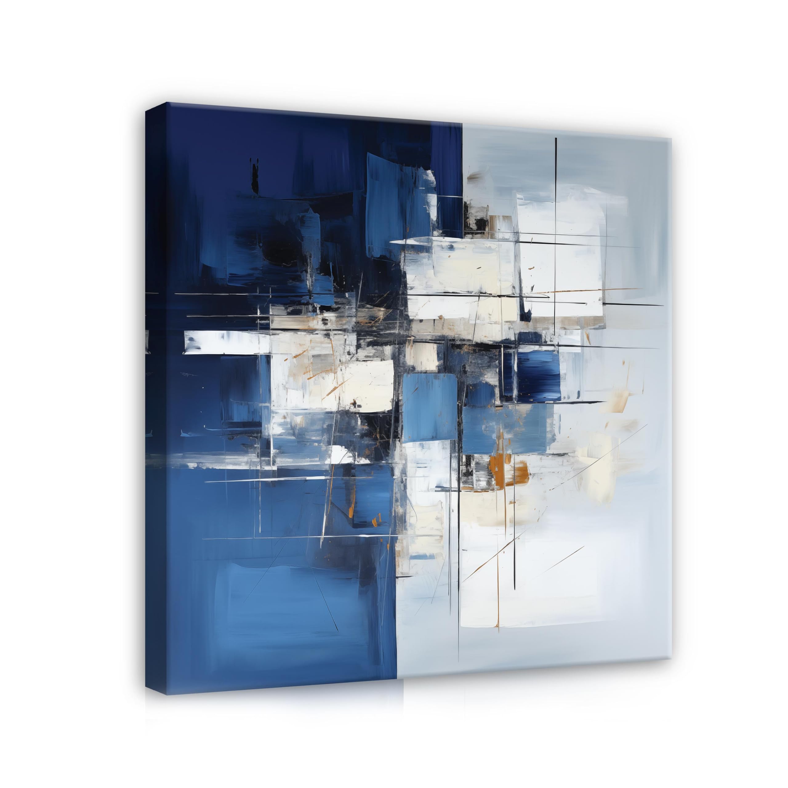 WallArena Stampe su tela 80x80 cm | Quadro astratto da parete in blu, stampa su tela, immagine su tela, dimensioni: 80x80 cm (LxA) - pezzo unico su tela.