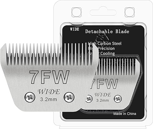 7FW - Cuchilla ancha para aseo de perros, cuchillas desmontables para el aseo de perros, compatibles con Andis, Oster A5, Wahl km10 Clippers.