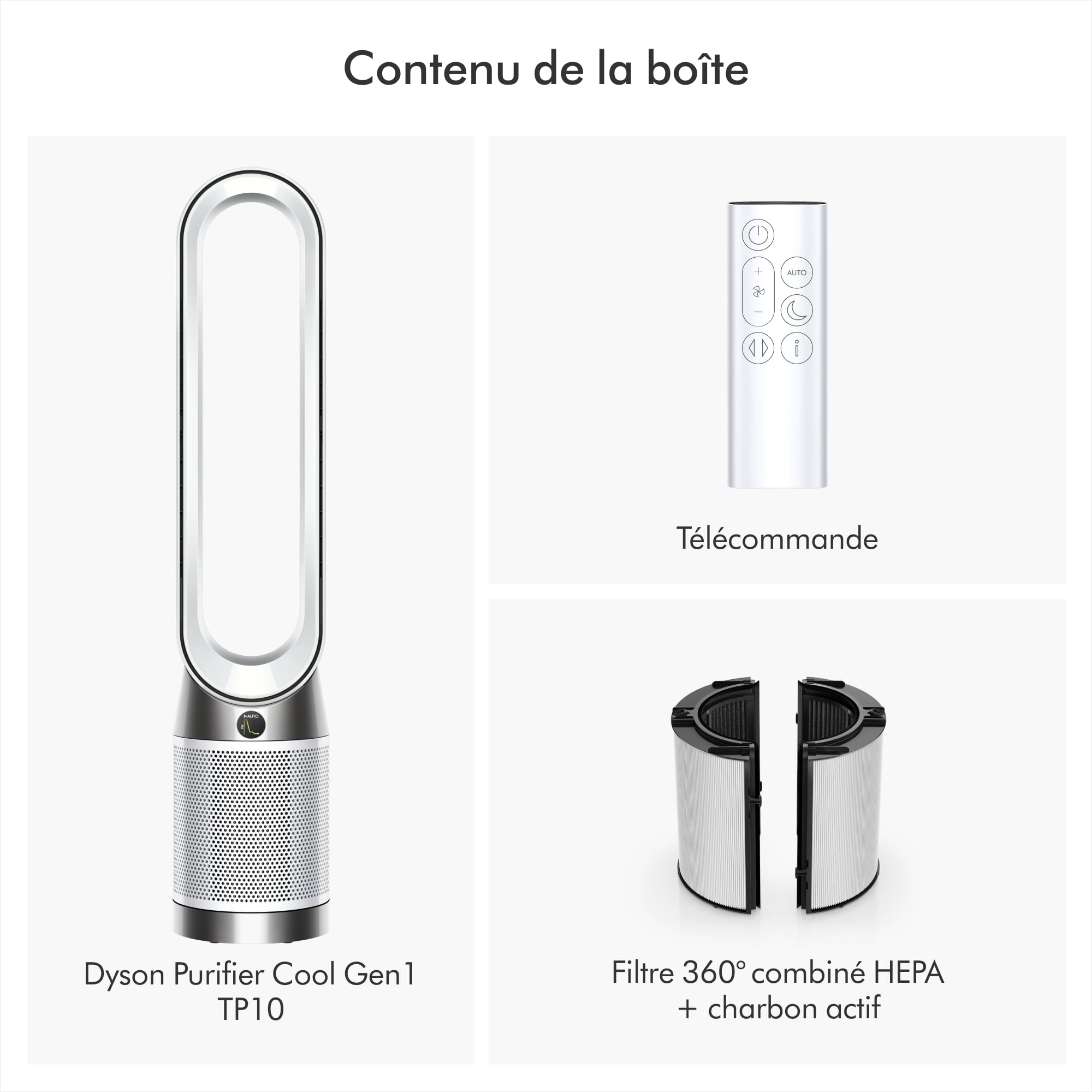 Dyson Purifier Cool Gen1 Purificateur d’air et ventilateur TP10 – purification puissante, flux d’air rafraîchissant (Blanc)