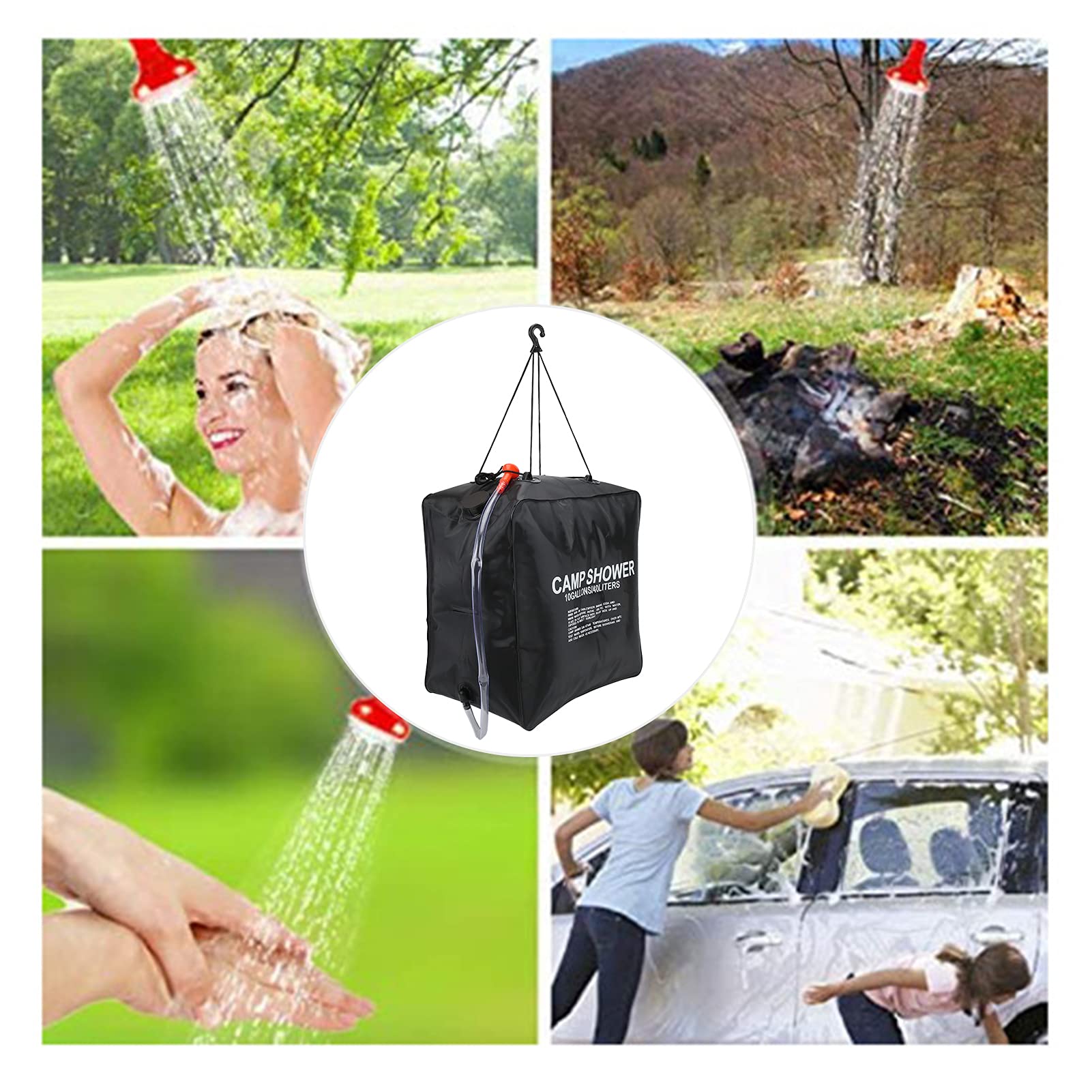 Sacco d'Acqua da 40L Riscaldato a energia, Sacco d'Acqua da 40L Sacco d'Acqua per Doccia da Campeggio per Esterno riscaldato Solare Sacco per Doccia Solare per Esterno per Campeggio