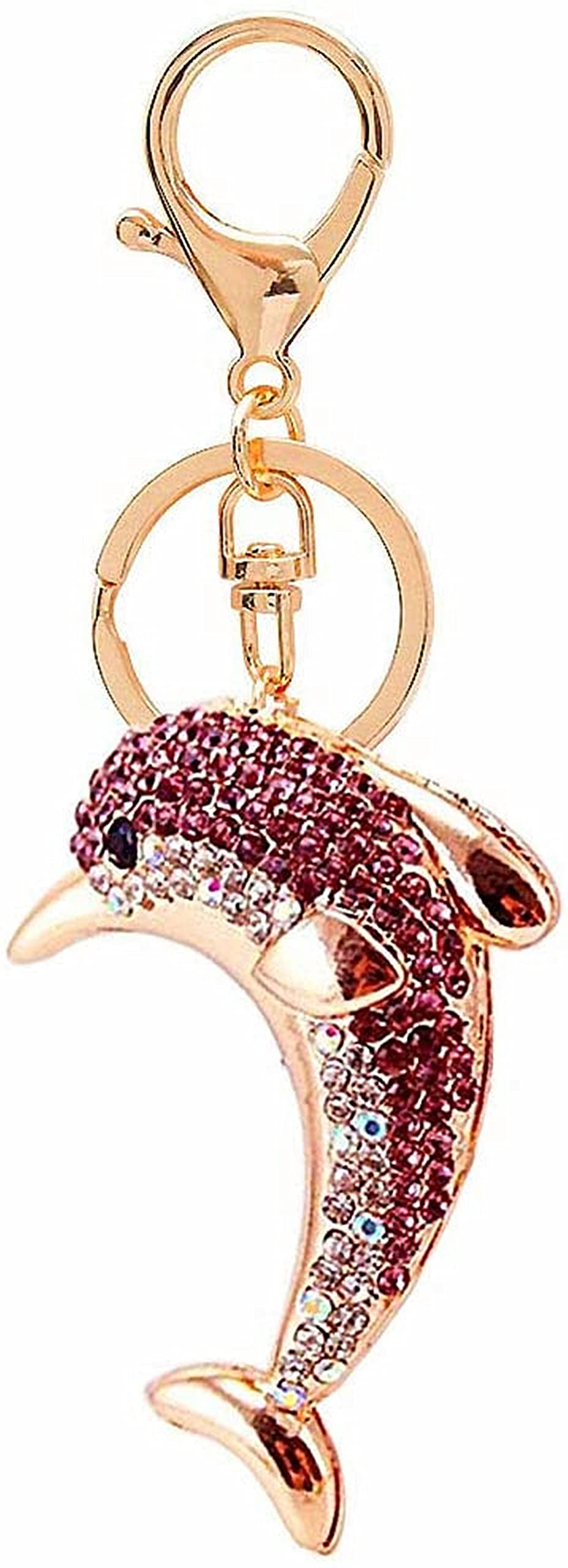 Hyning Cute Dolphin Sparkling Charm Blingbling Keychain Crystal Rhinestone Pendant (Purple)