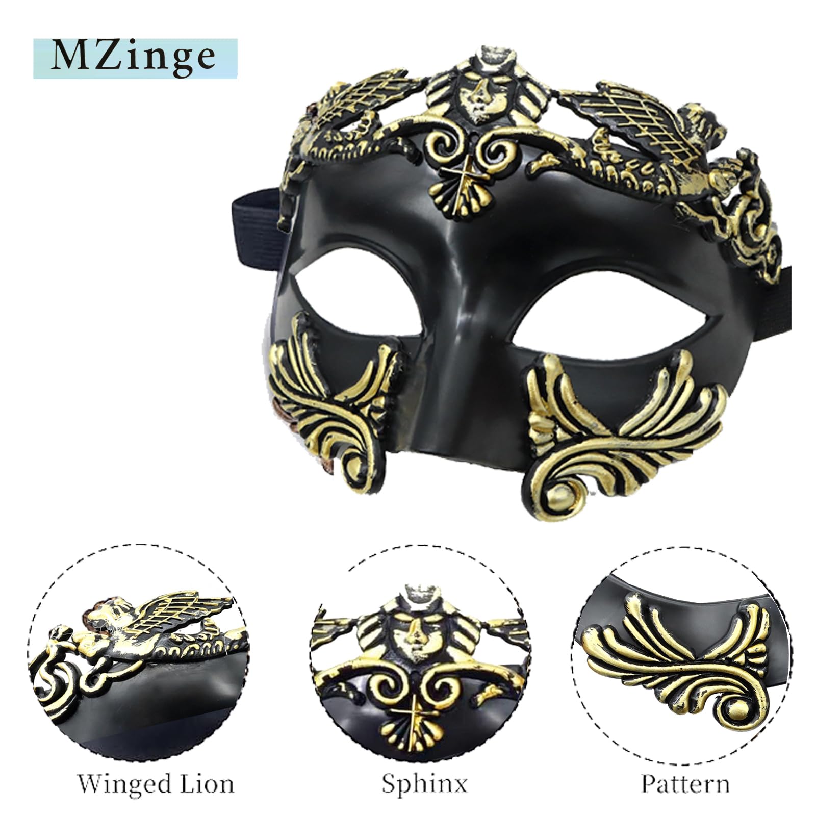 MZinge Masquerade Mask for Men, Roman Greek Mask - Image 3