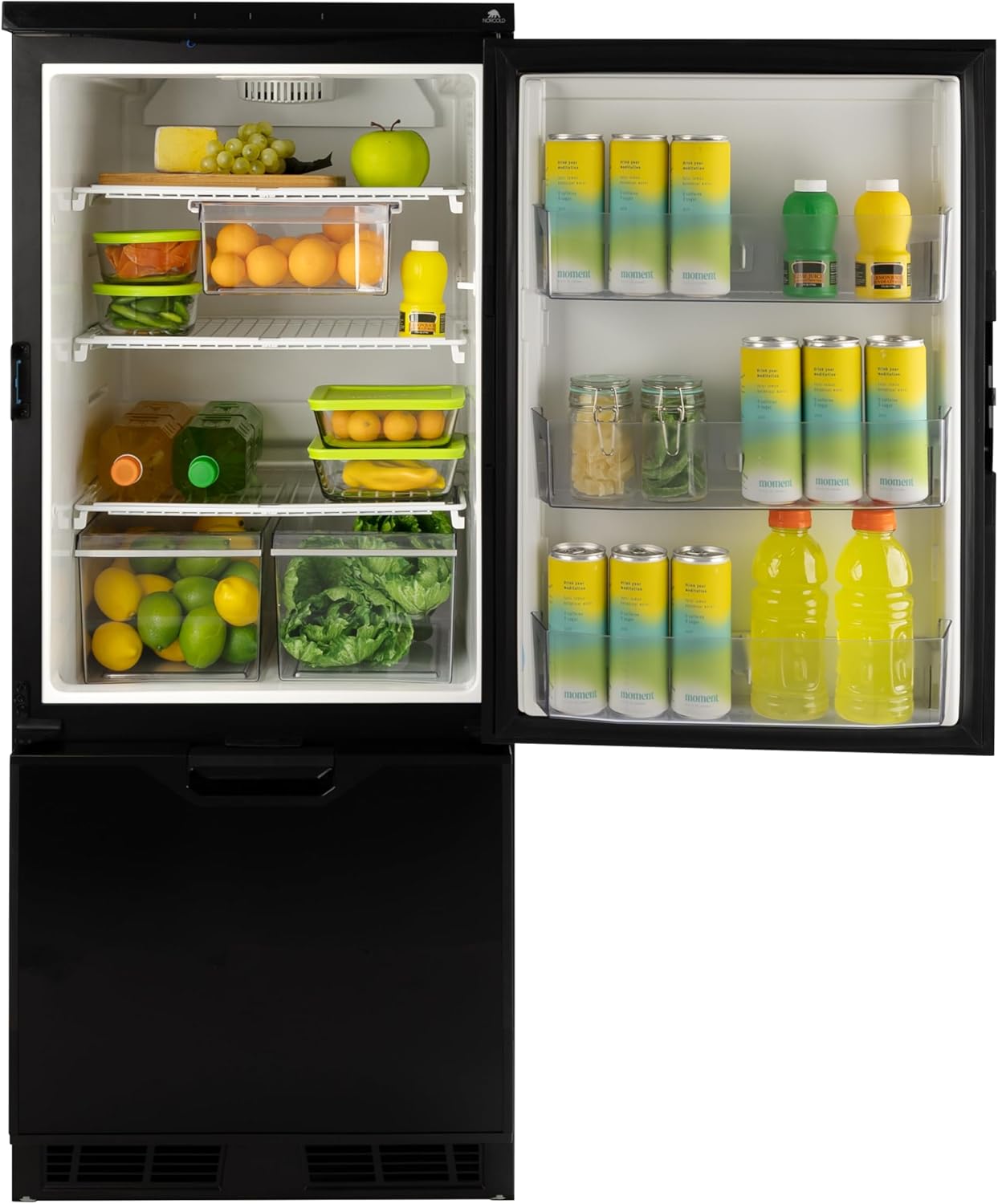 Interior view of the Norcold N2175BPR refrigerator with food items