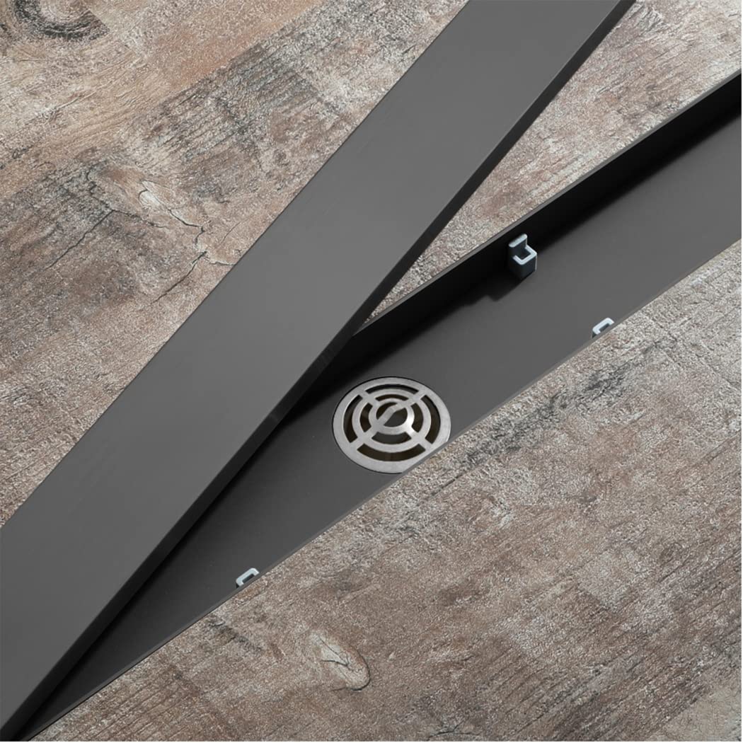 WRIST Doccia Lineare da 24 Pollici, Scarico Doccia in Acciaio Inossidabile 304 Scarico Lineare Design Invisibile con Griglia Inserto per Piastrelle, Scarico A Pavimento Doccia Rettangolare,Gun Grey