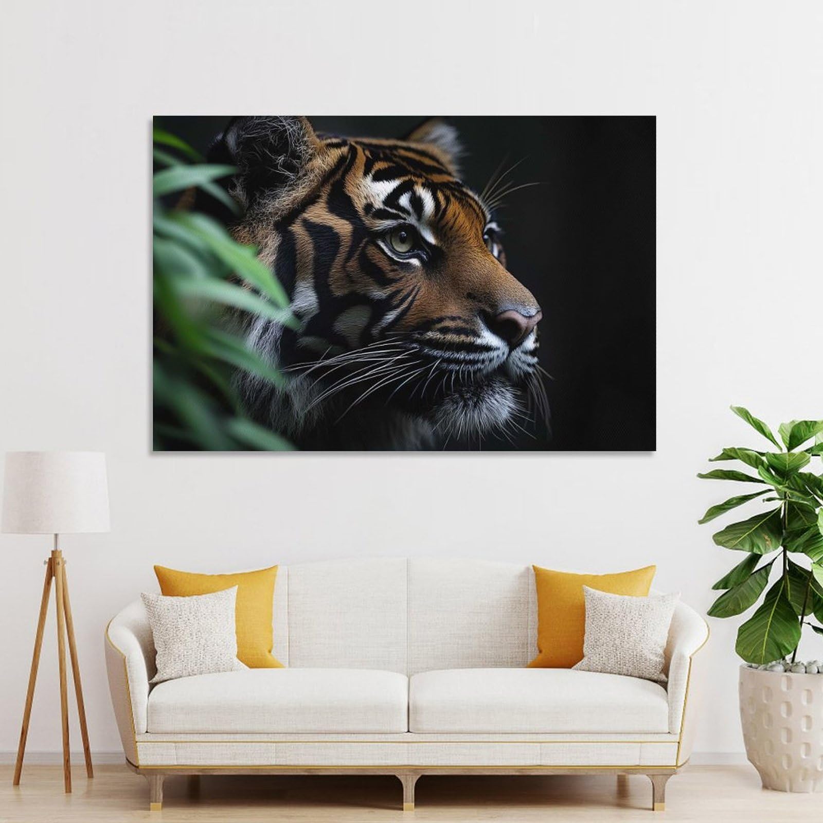 Junmoney Decorative Canvas Print Tiger Portrait in Natural Habitat, 24x36inch(60x90cm), for Study, Office Or Apartment Decor, Gift Idea for Housewarming And Birthdays