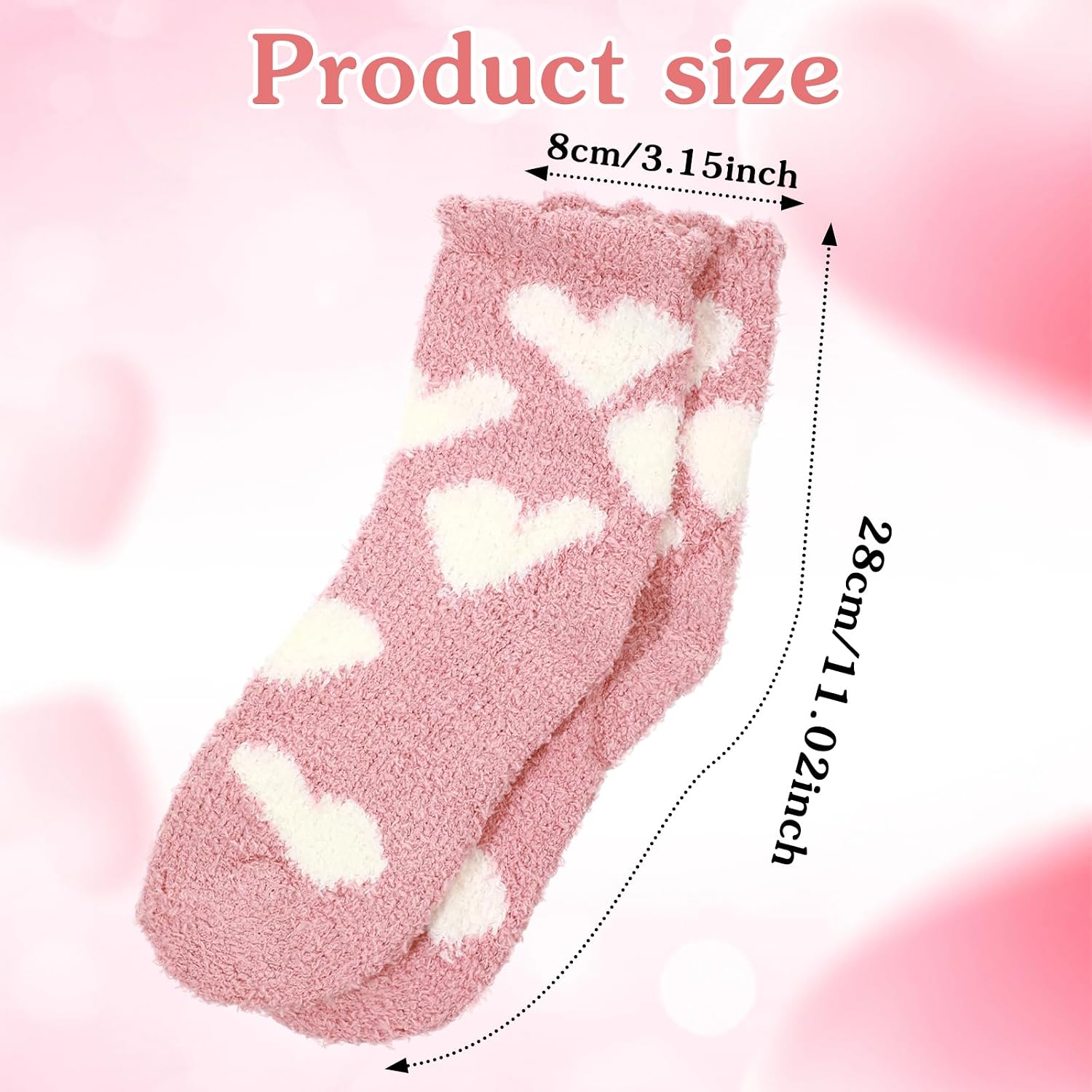 3 Pairs Aloe Socks Moisturizing Spa Socks, Warm and Cozy Red Fuzzy Heart Sleeping Sock, Sleeping Long Bed Sock for Repairing Dry Feet, Cracked Heel