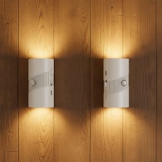 Tomshine Rechargeable Wireless Wall Light (2 Pack) - Motion Sensor Night Light Battery Operated, Adhesive Wall Sconce with 3 Modes, 3 Color Temps & 4 Brightness, USB-C for Hallway, Stairs Indoor