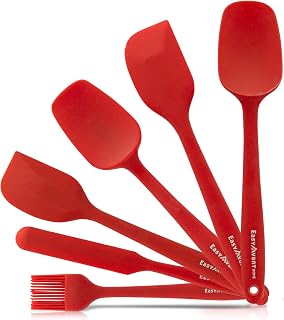 Silikon-Spatel für Küche und Teig, 6-teilig – Hitzebeständiges Küchenutensilien-Set – kratzfeste Küchenhelfer mit Stahlkern, von Easyavant (Rot)