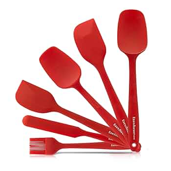 Set 6 Spatole In Silicone - Resistente Fino A 500°F, Con Anima In Acciaio, Senza BPA, Rosso - Foto 2