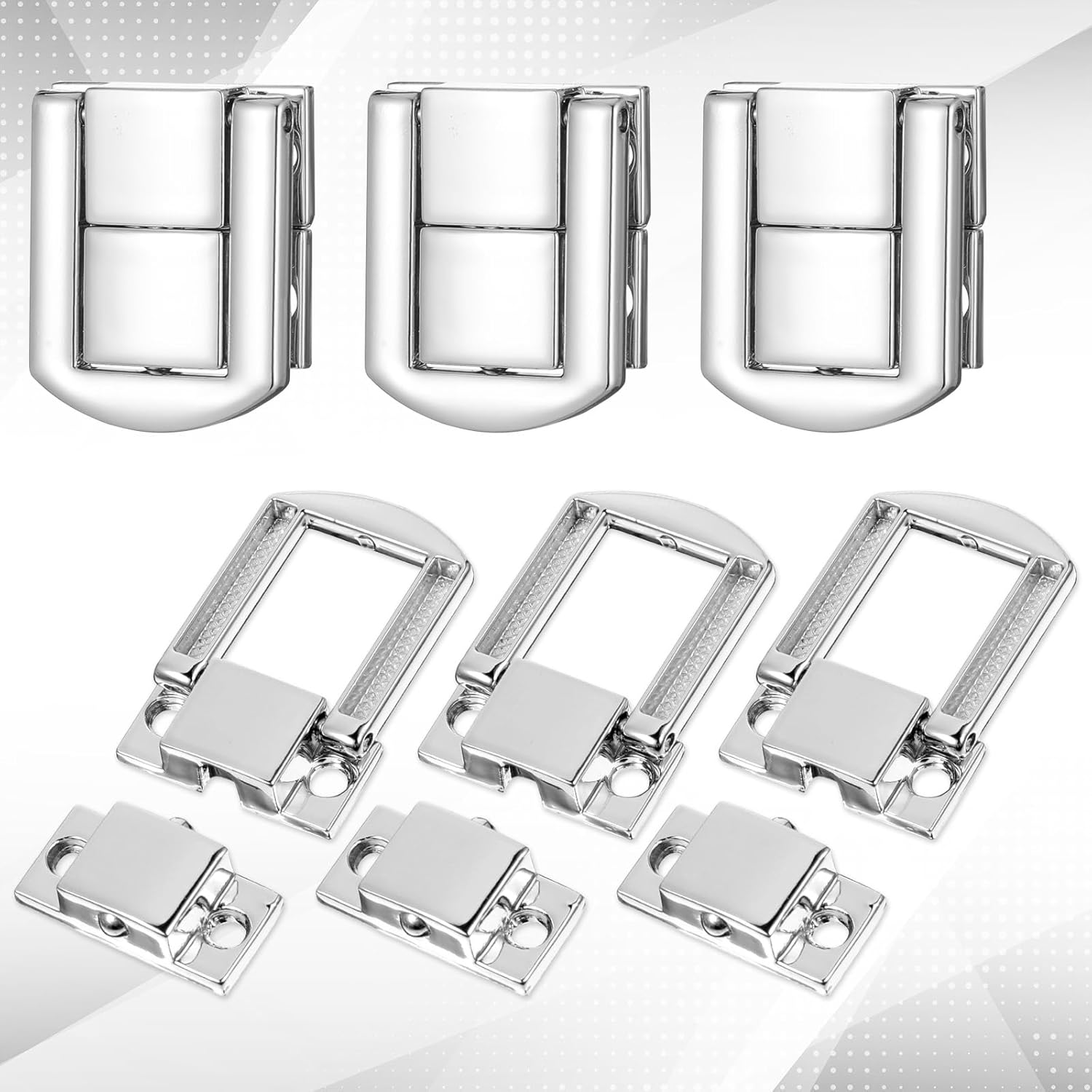12 Pcs Metal Duckbilled Hasp for Boxes Wooden Toolbox Case Silver Metal Hasp Latch Catch Lock