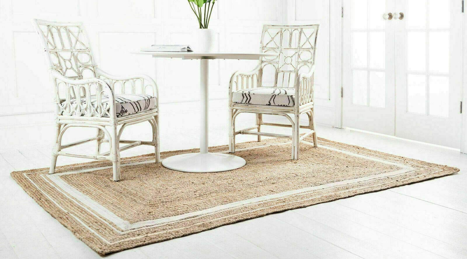 Tapis de Sol rectangulaire tressé à la Main en Fibre de Jute Naturelle pour Salon (160 cm x 230 cm)