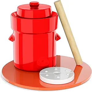 Humble House 1/2 Gallon Ceramic Fermentation Crock Kit with Lid, Weights & Tamper