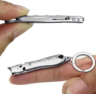 Small Nail Clippers Slant Curved Blade,Toe Nail Clipper for Men and Seniors Thick Nails,Portable Travel Keychain Nail Trimmer-Ultra Thin
