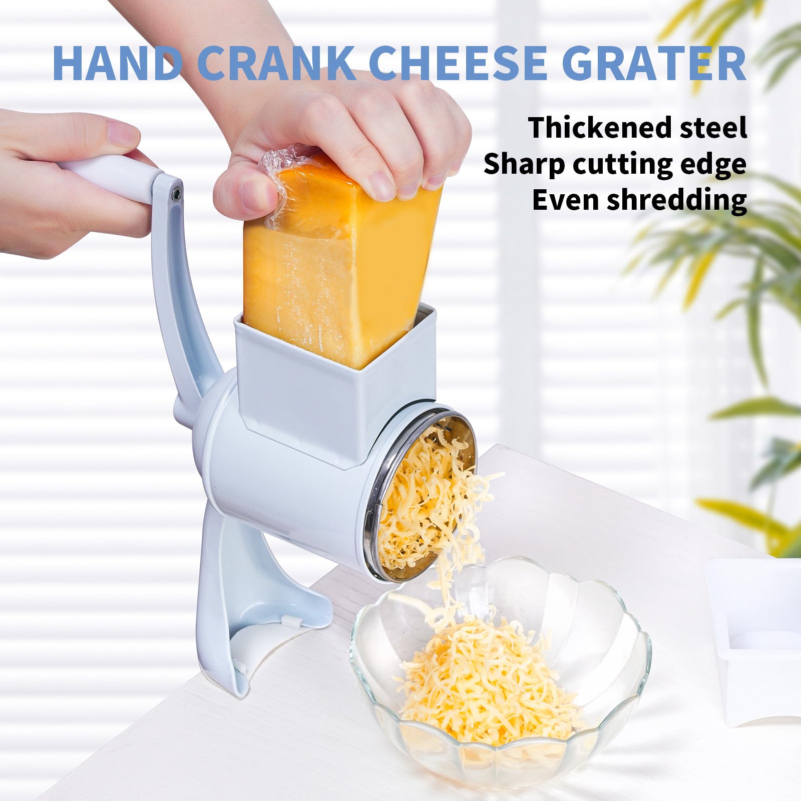 Râpe à fromage manuelle avec 5 disques remplaçables pour râper et trancher le fromage, le chocolat et les légumes