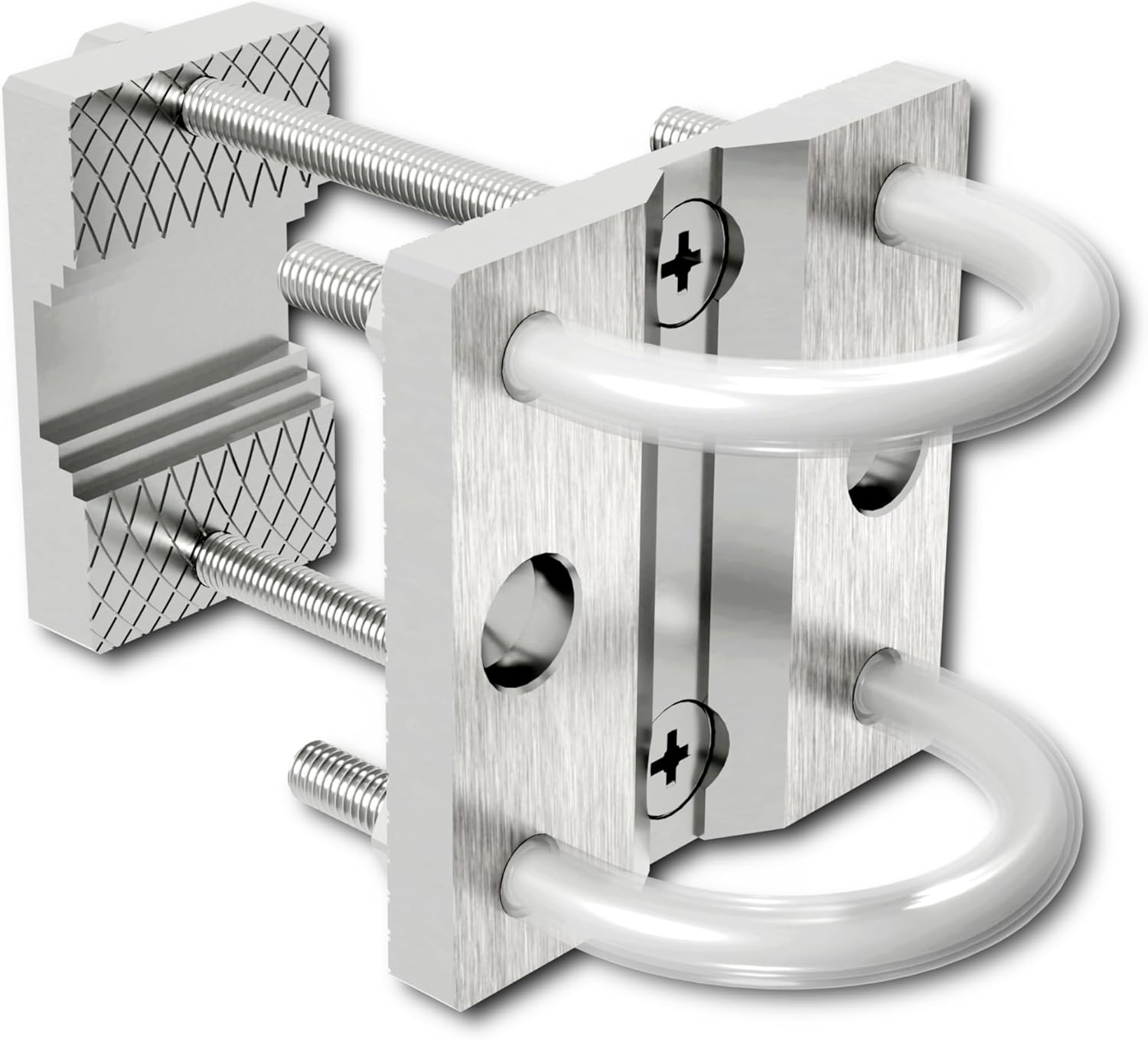 KDR Stainless Steel Parasol Holder - Bracket for Balcony Railing Round & Square - for Parasols up to Diameter 300 cm - with Double Bracket & Bracket Protection - Includes Mounting Material