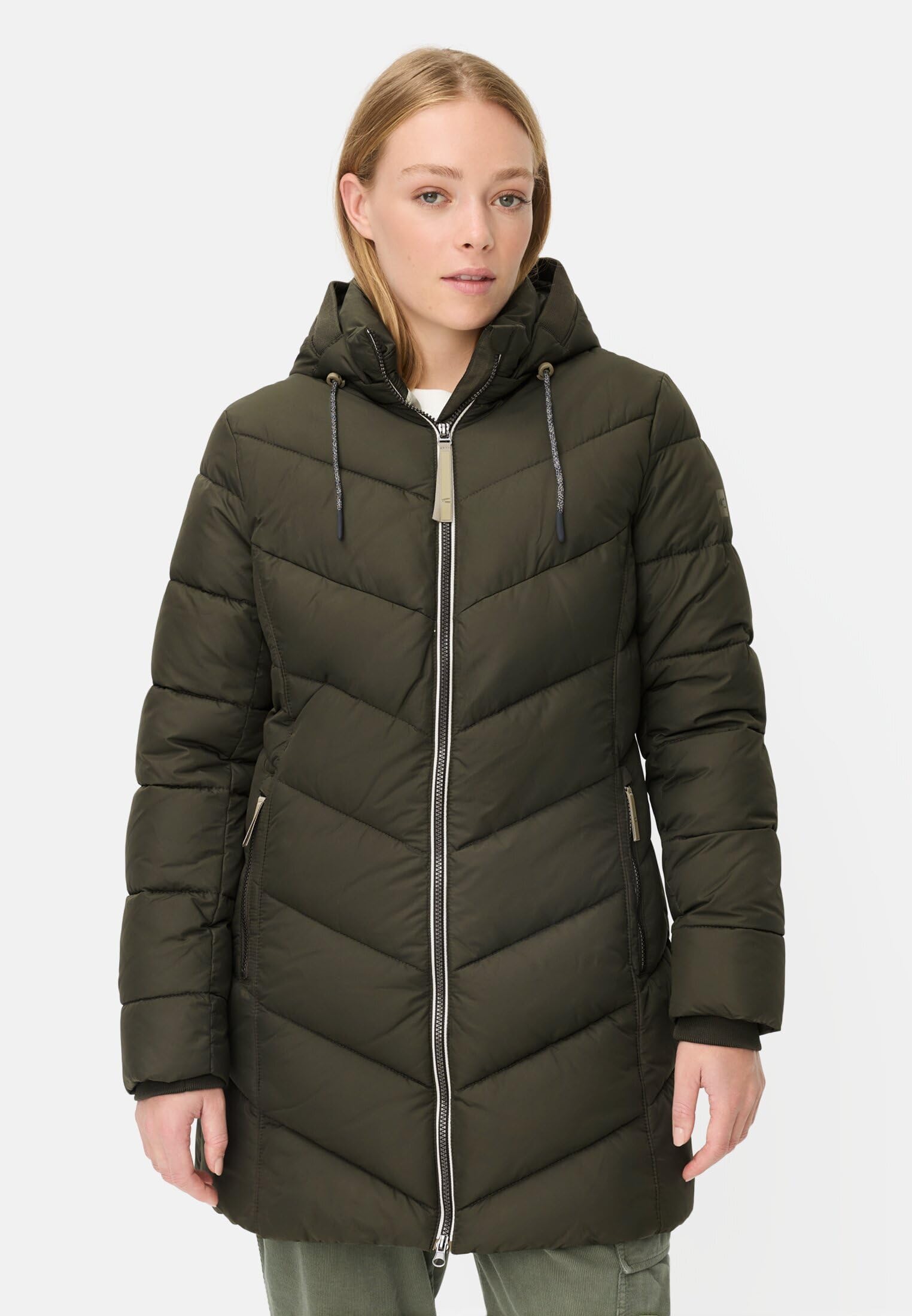 camel active Damen Wattierte Jacke mit Abnehmbarer Kapuze Waldgrün, womenswear-48