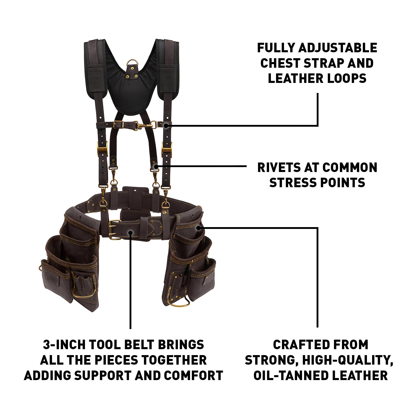OX Pro Oil Tanned Leather Framing Rig with Padded Suspenders